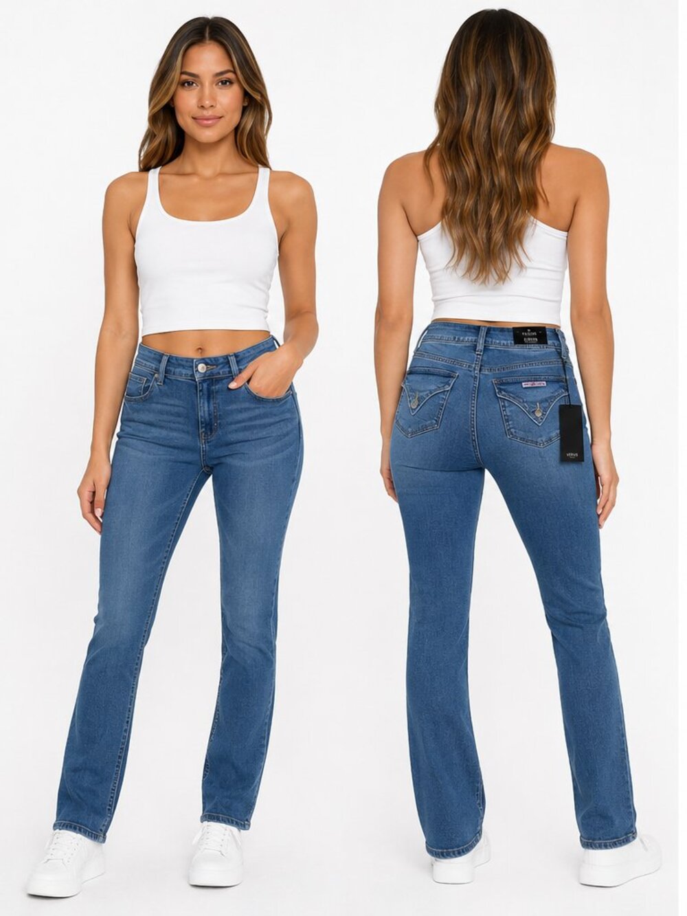 Hudson Women’s 6 Icy Blue Mid-Rise Straight Leg Jeans Flap Pockets Casual Denim